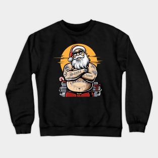 Awesome Tattooed Santa Claus Illustration Crewneck Sweatshirt